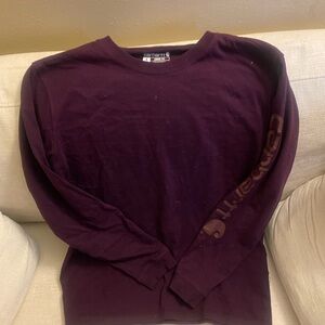 Carhartt Deep Plum Long Sleeve Crewneck with Sleeve Logo